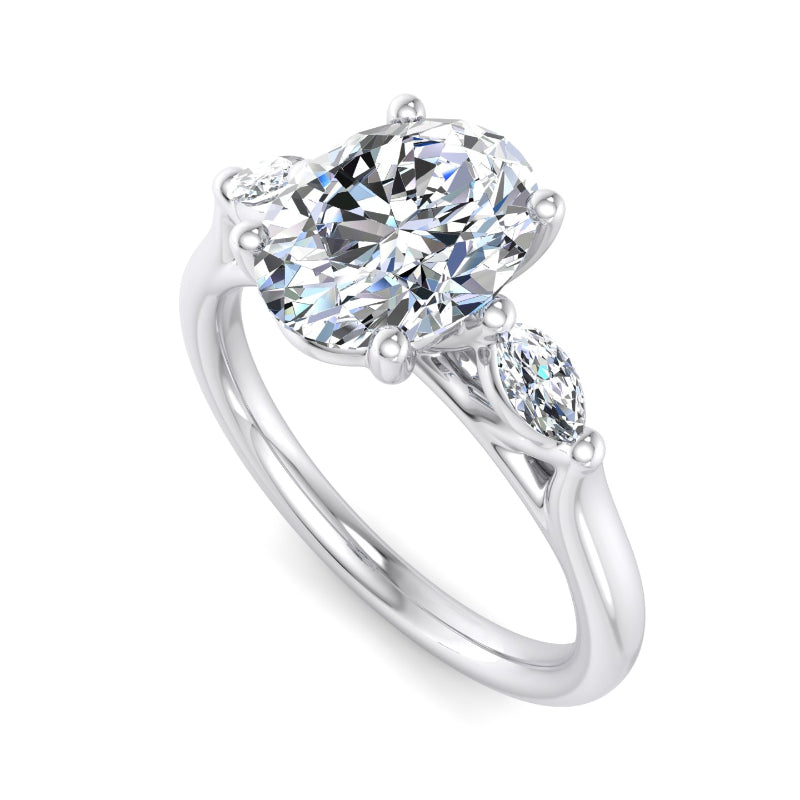 Classic Oval-Cut Center with Side Accents Lab Grown Diamond Center Engagement Ring