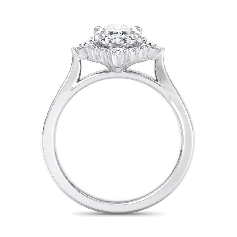 Halo-style with Pear Accents and Oval Lab Grown Diamond Center Engagement Ring