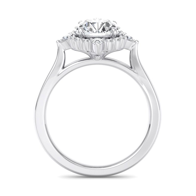 Halo-style with Pear Accents and Round Lab Grown Diamond Center Engagement Ring