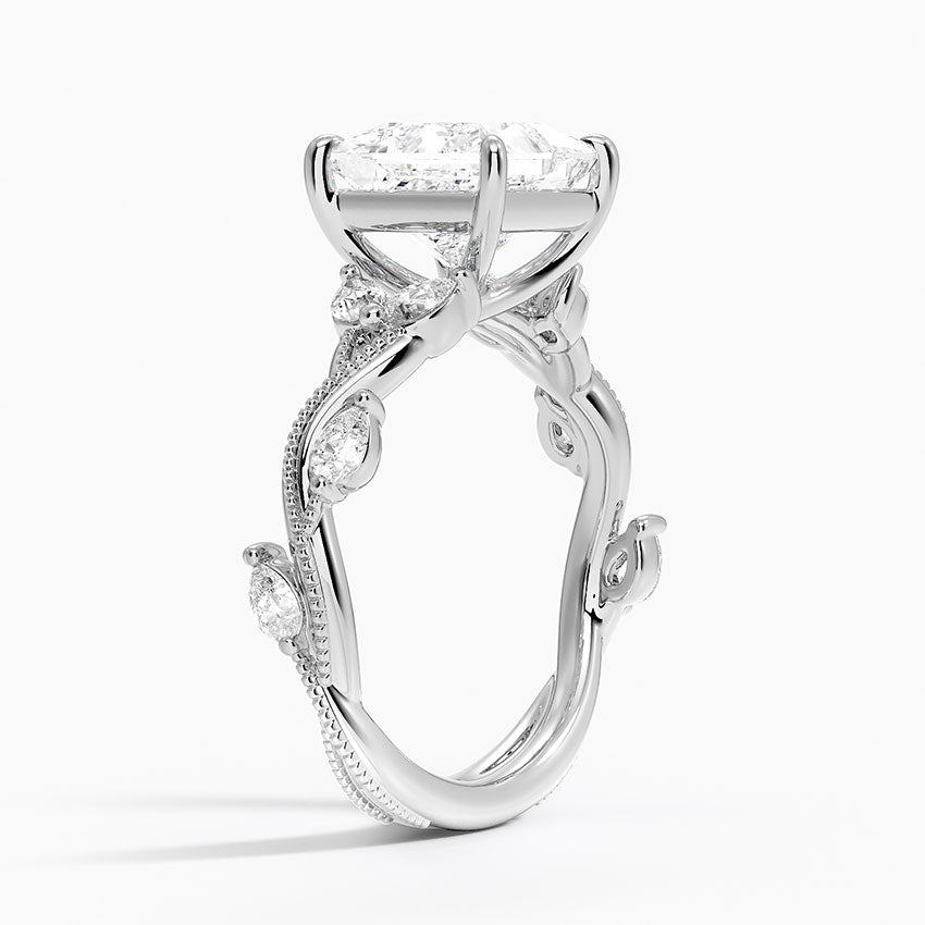 Vine Twist Milgrain Princess Lab Grown Diamond Center Engagement Ring