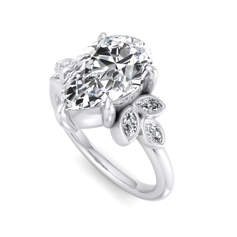 Floral Radiance Pear Lab Grown Diamond Center Engagement Ring