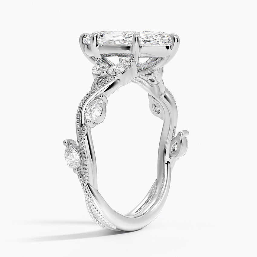 Vine Twist Milgrain Marquise Lab Grown Diamond Center Engagement Ring