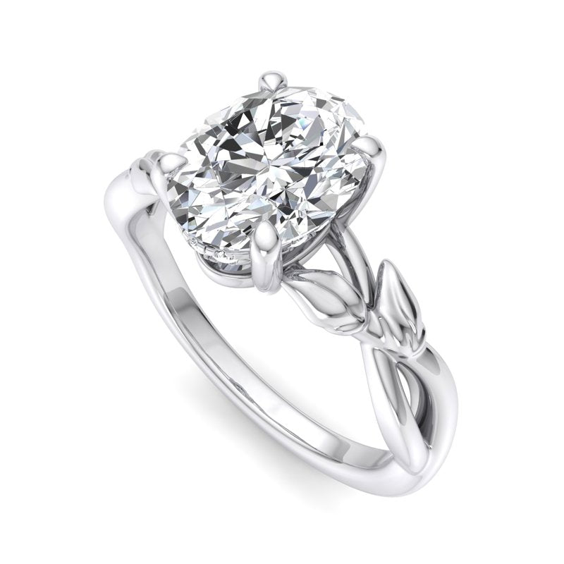 Nature-Inspired Oval Lab Grown Diamond Center Engagement Ring