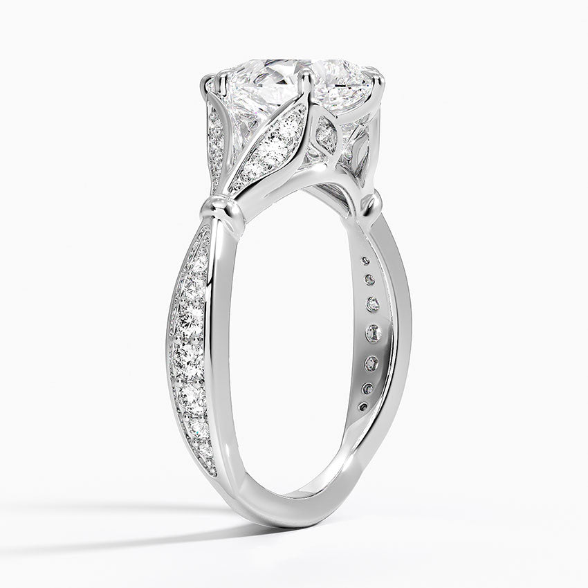 Leaf Embrace Split-Shank Pear Lab Grown Diamond Center Engagement Ring