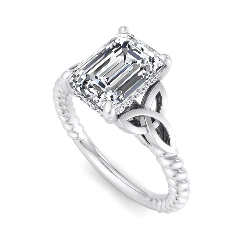 Twisted Vine Artisan Emerald Lab Grown Diamond Center Engagement Ring
