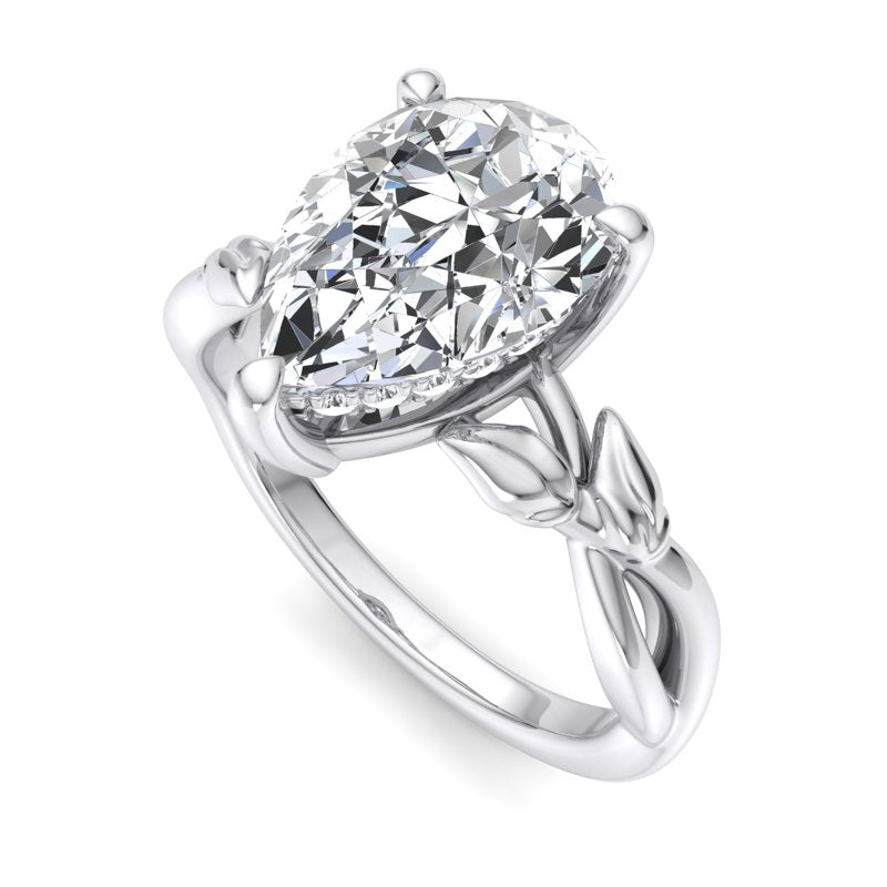 Nature-Inspired Pear Lab Grown Diamond Center Engagement Ring