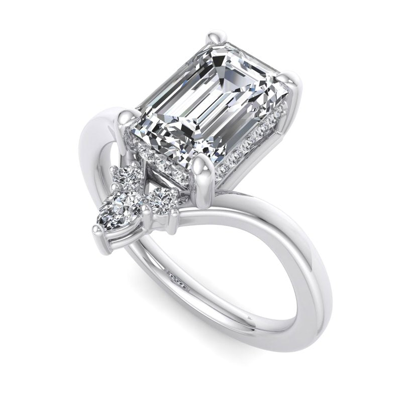 Radiant Tiered Sparkle Emerald Lab Grown Diamond Center Engagement Ring