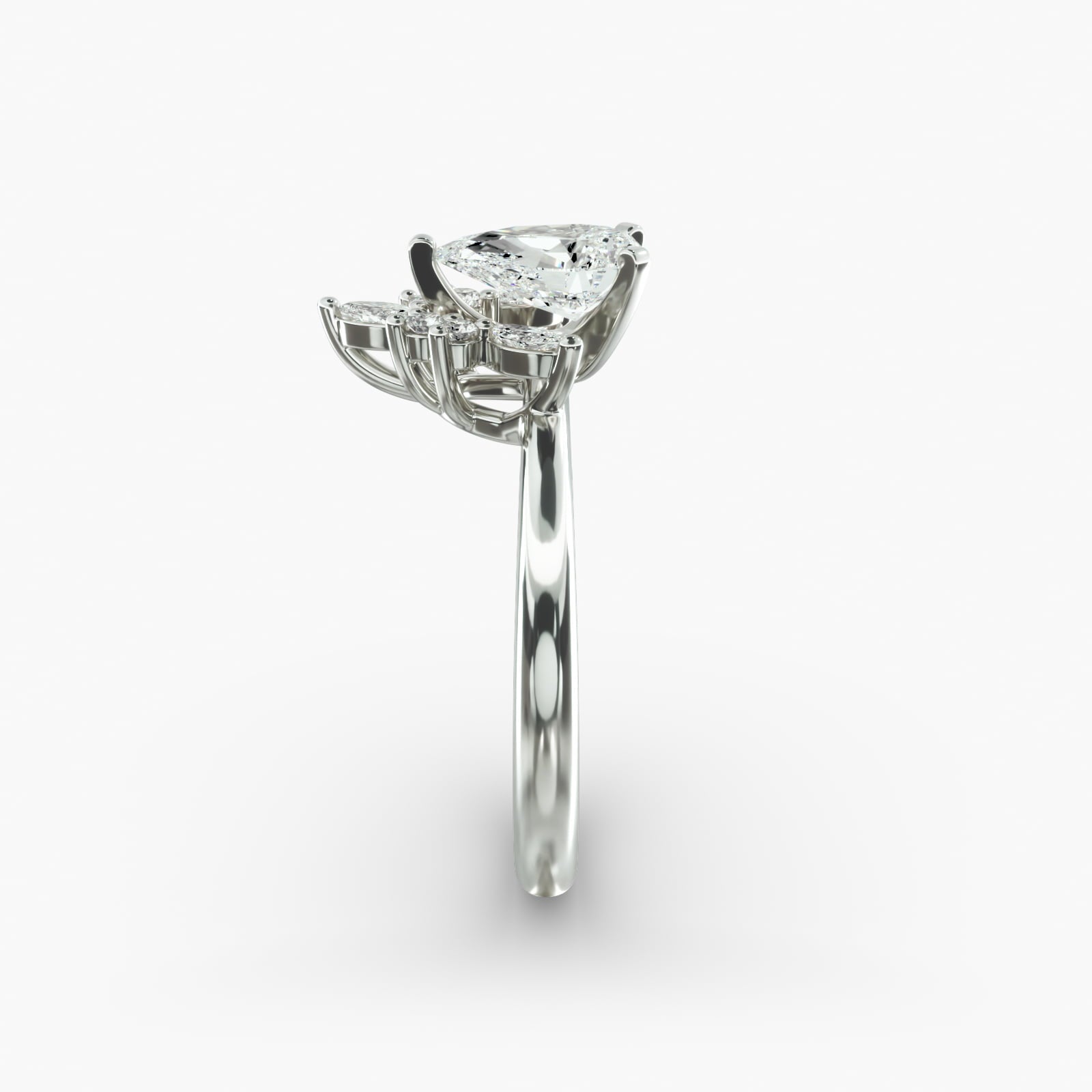 Crown Bloom Halo Pear Lab Grown Diamond Center Engagement Ring