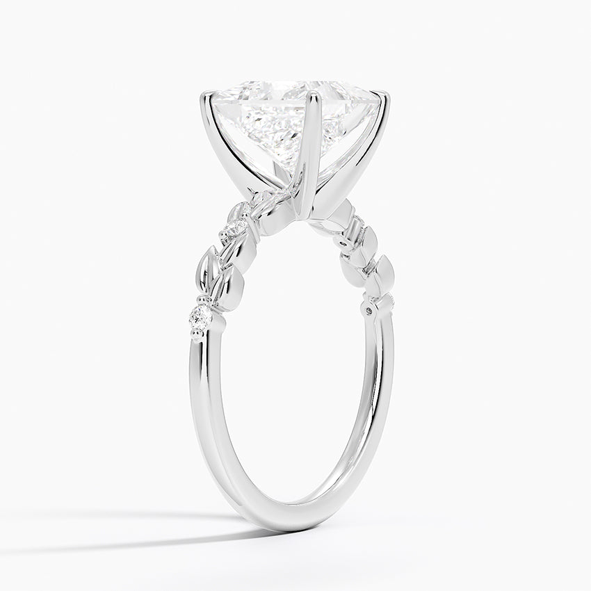 Vine Bloom Milgrain Princess Lab Grown Diamond Center Engagement Ring