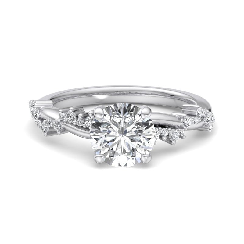 Classic Sparkle Pavé Round Lab Grown Diamond Center Engagement Ring