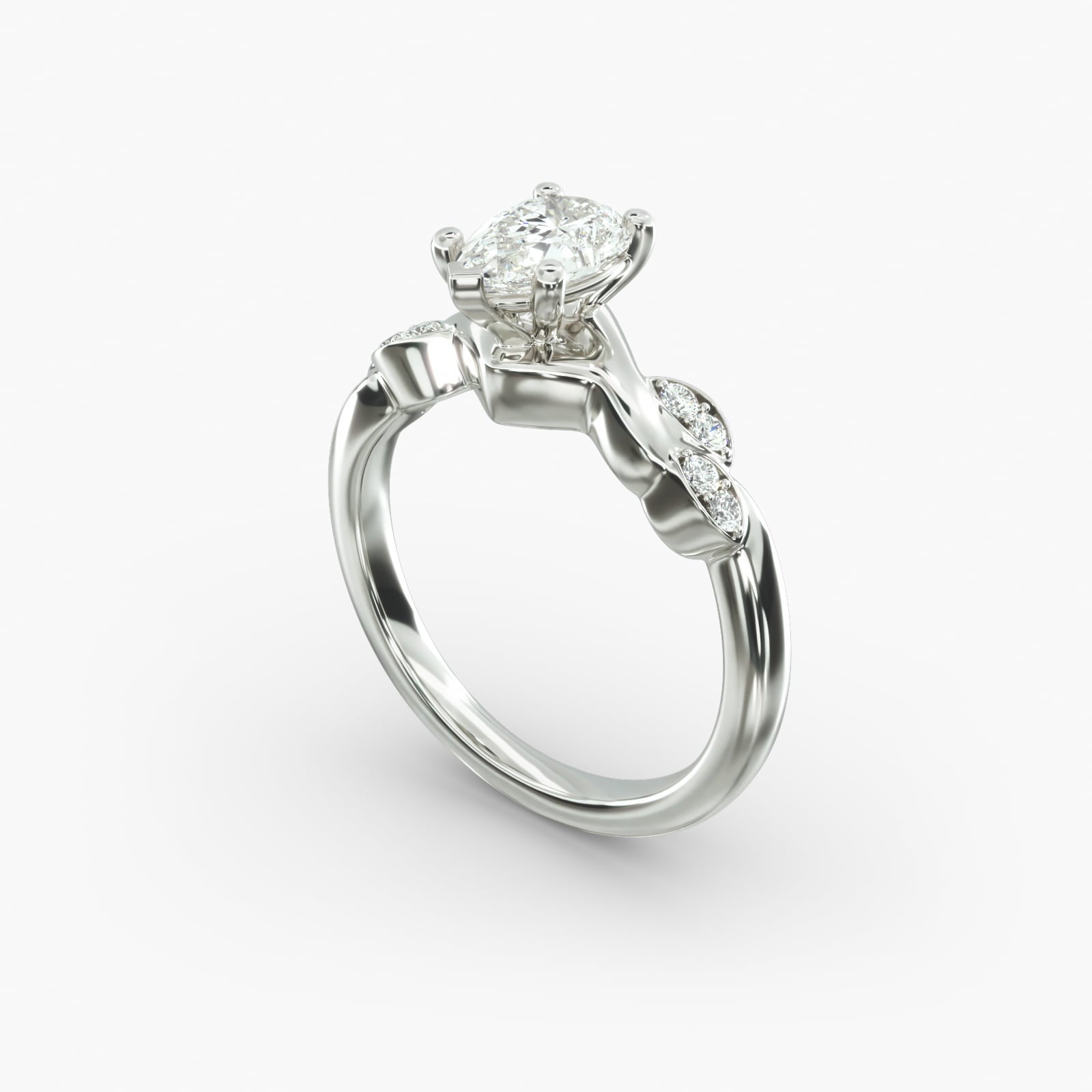Floral Twist Cluster Pear Lab Grown Diamond Center Engagement Ring