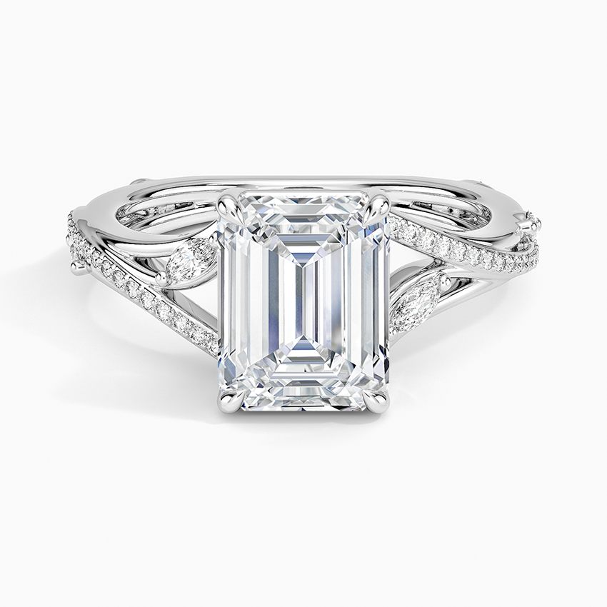 Split Vine Marquise Cluster Emerald Lab Grown Diamond Center Engagement Ring