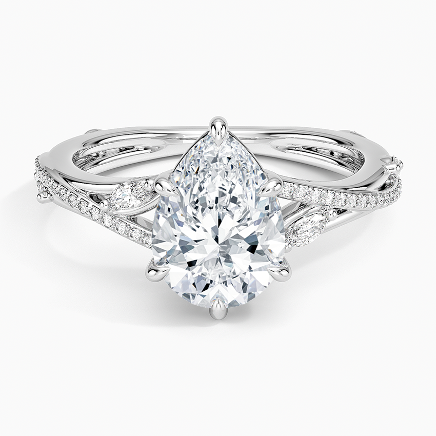 Split Vine Marquise Cluster Pear Lab Grown Diamond Center Engagement Ring