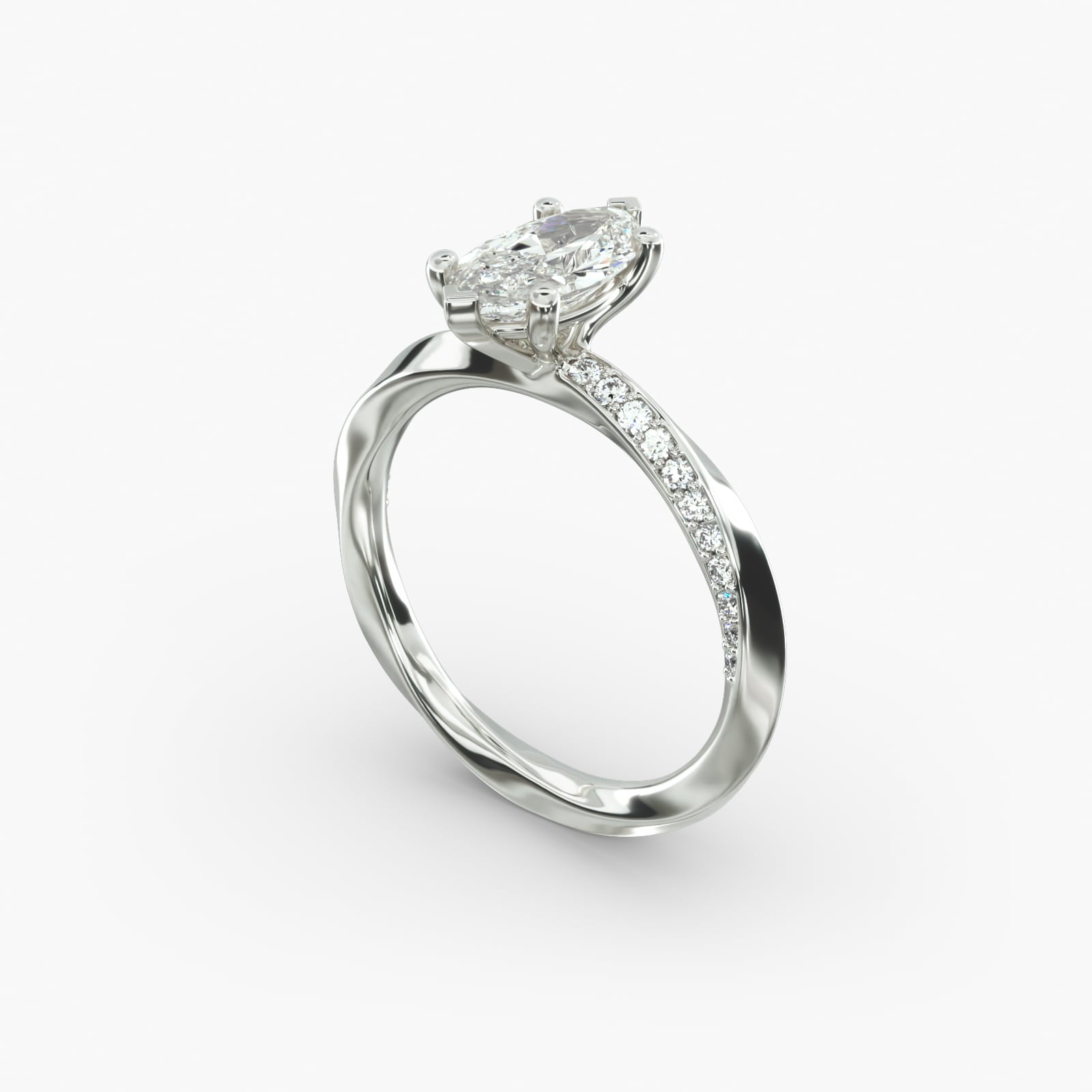 Twisted Sparkle Marquise Lab Grown Diamond Center Engagement Ring