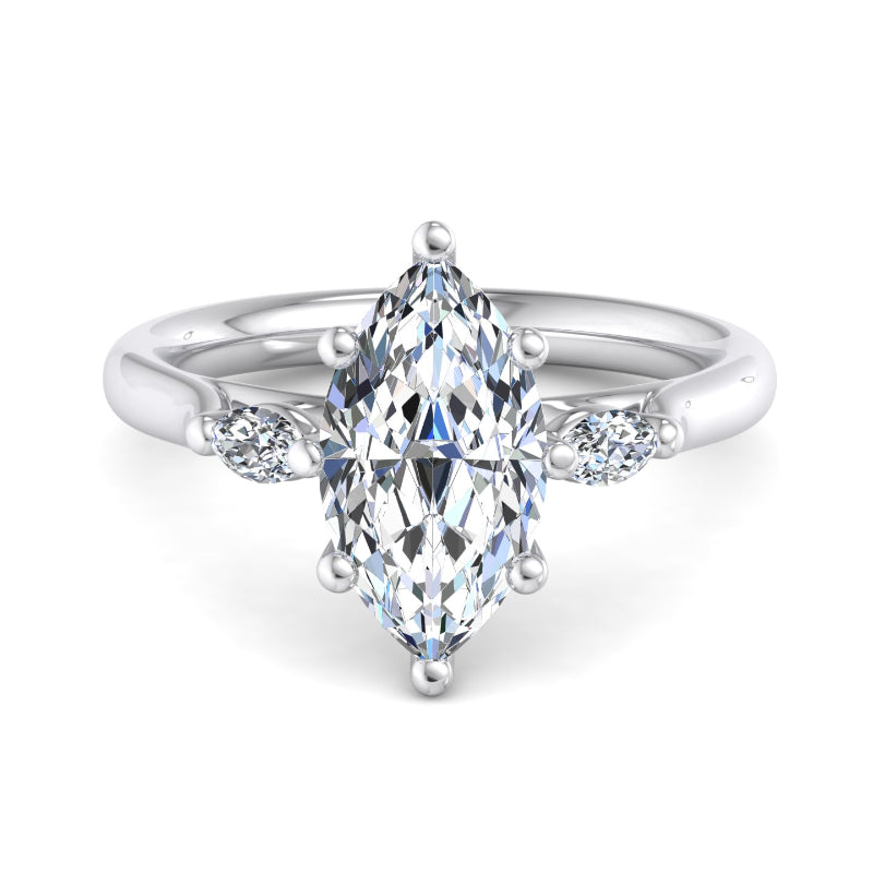 Classic Marquise-Cut Center with Side Accents Lab Grown Diamond Center Engagement Ring