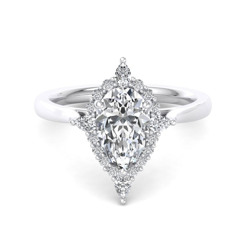 Halo-style with Pear Accents and Pear Lab Grown Diamond Center Engagement Ring