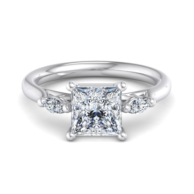 Classic Princess-Cut Center with Side Accents Lab Grown Diamond Center Engagement Ring