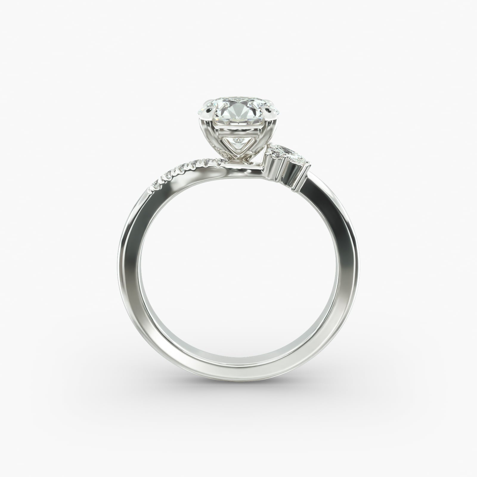Asymmetric Elegance Round Lab Grown Diamond Center Engagement Ring