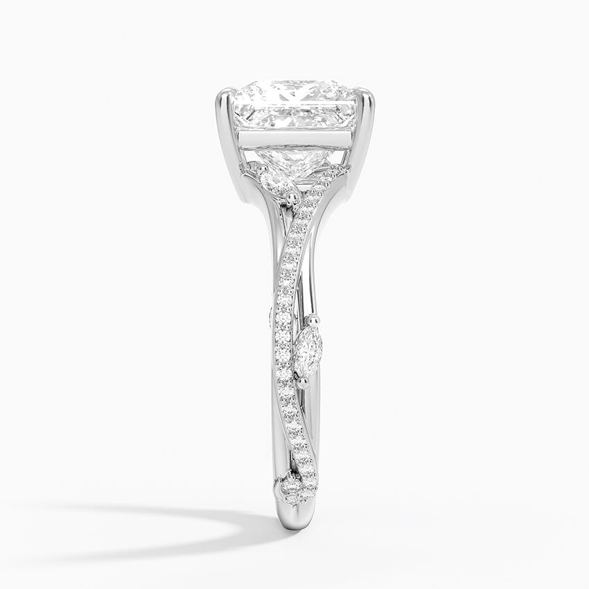 Split Vine Marquise Cluster Princess Lab Grown Diamond Center Engagement Ring