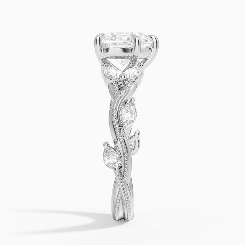 Vine Twist Milgrain Heart Lab Grown Diamond Center Engagement Ring