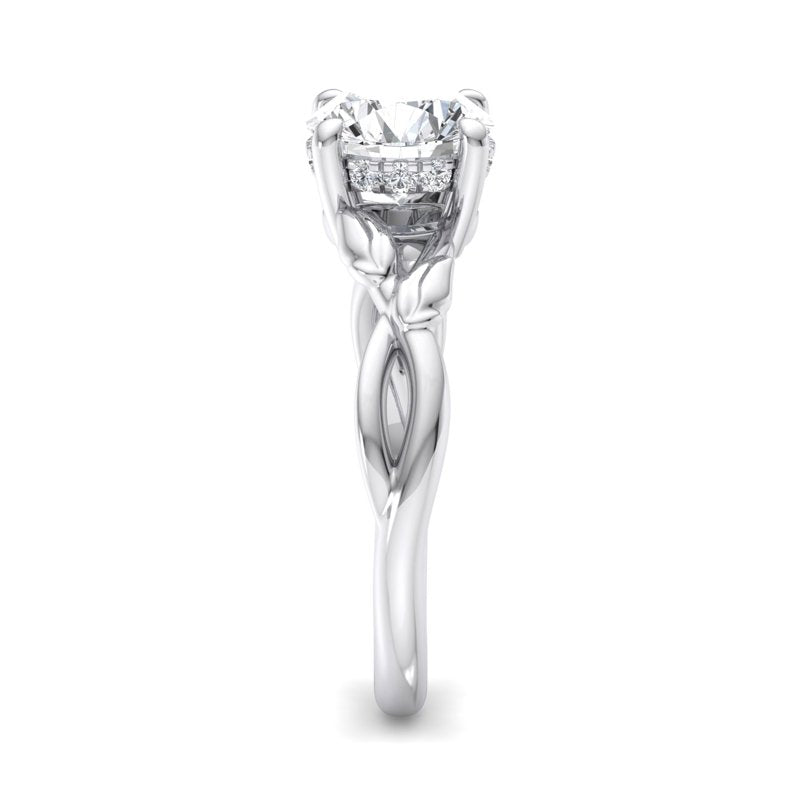 Nature-Inspired Round Lab Grown Diamond Center Engagement Ring