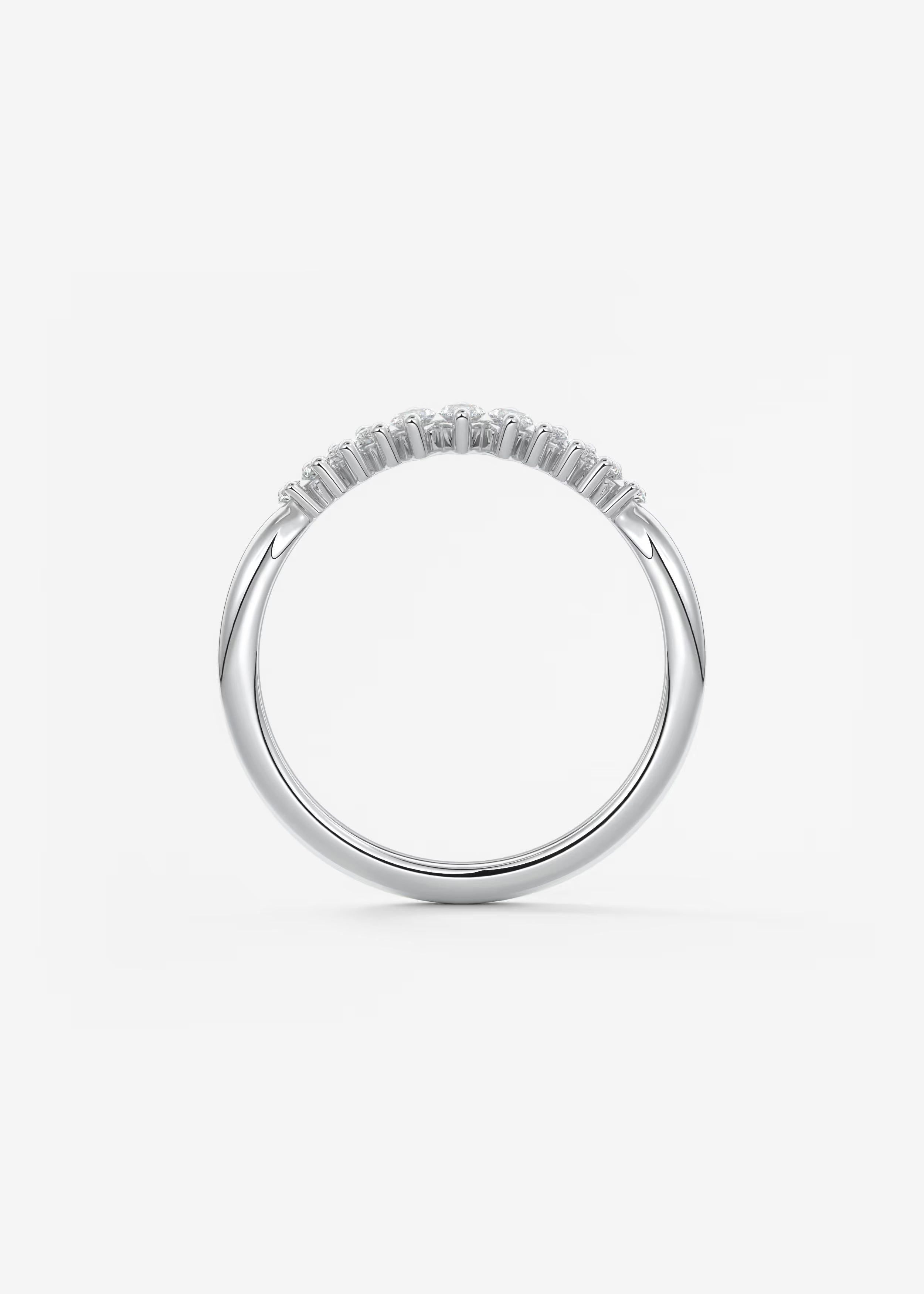 Gold Curved Band with Marquise and Round Lab‑Grown Diamonds in Tapered Cluster Design