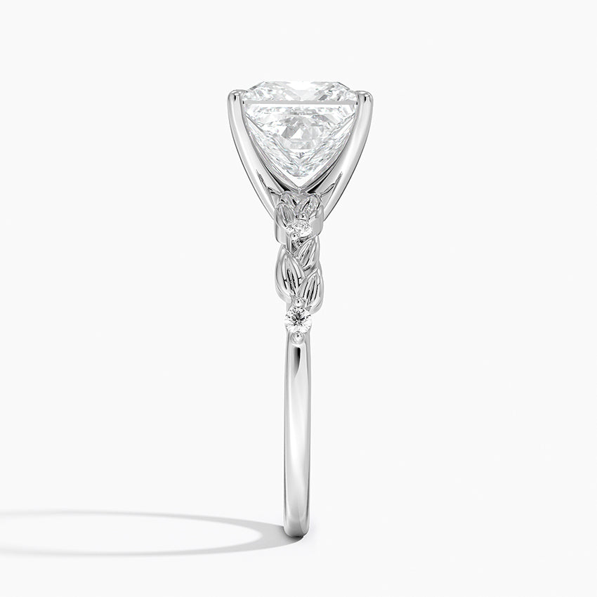 Vine Bloom Milgrain Princess Lab Grown Diamond Center Engagement Ring