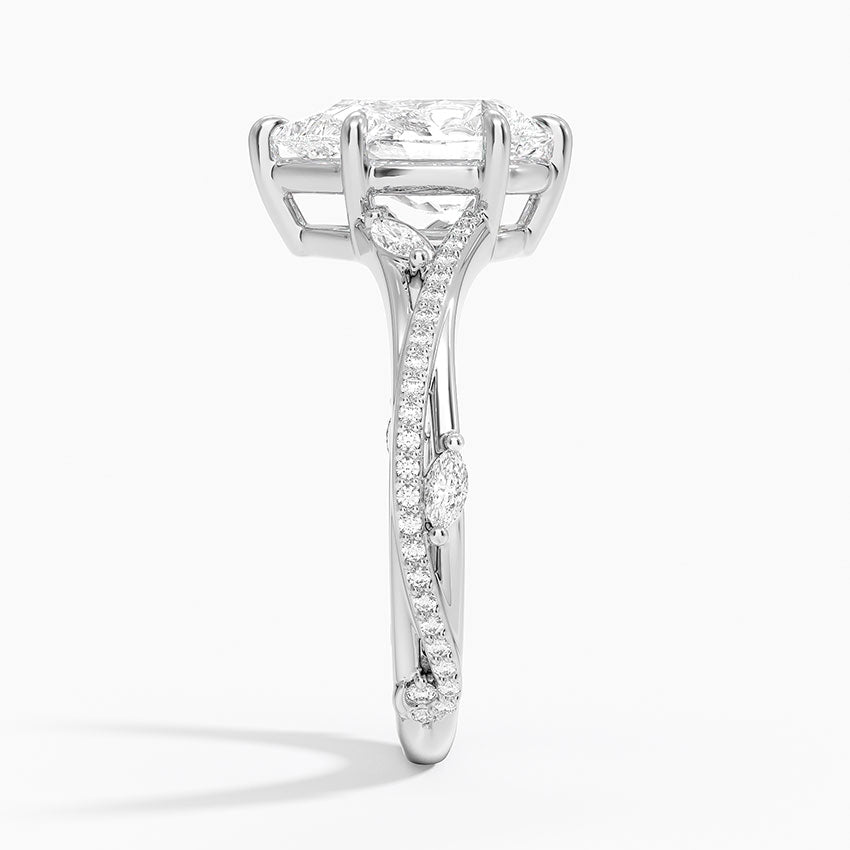 Split Vine Marquise Cluster Pear Lab Grown Diamond Center Engagement Ring