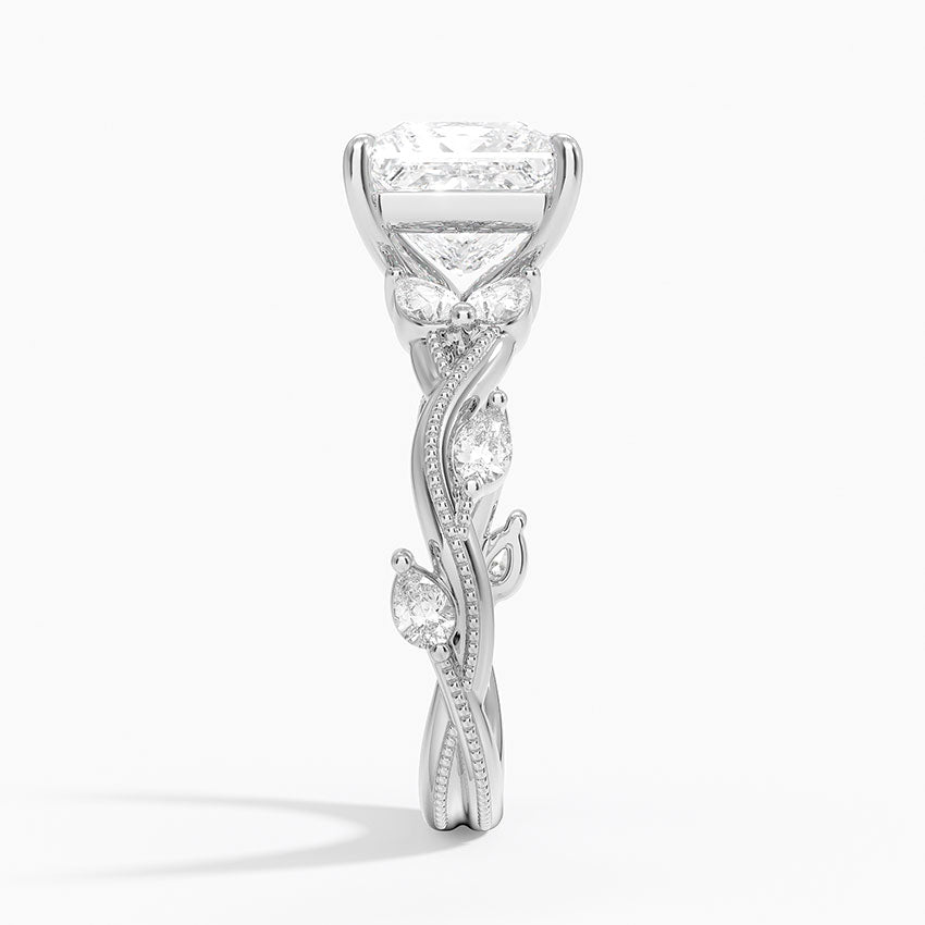 Vine Twist Milgrain Princess Lab Grown Diamond Center Engagement Ring