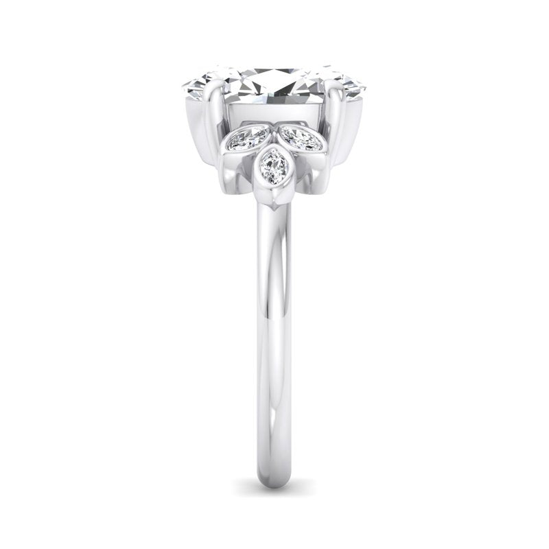 Floral Radiance Oval Lab Grown Diamond Center Engagement Ring