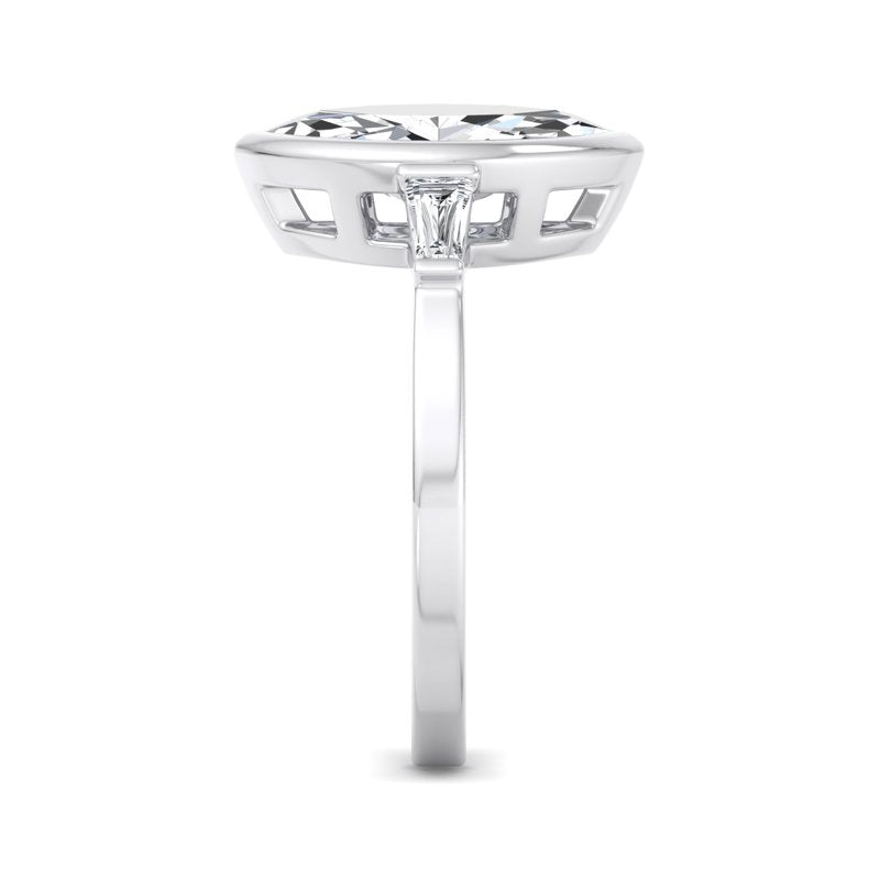 Timeless Bezel-Set Marquise Lab Grown Diamond Center Engagement Ring