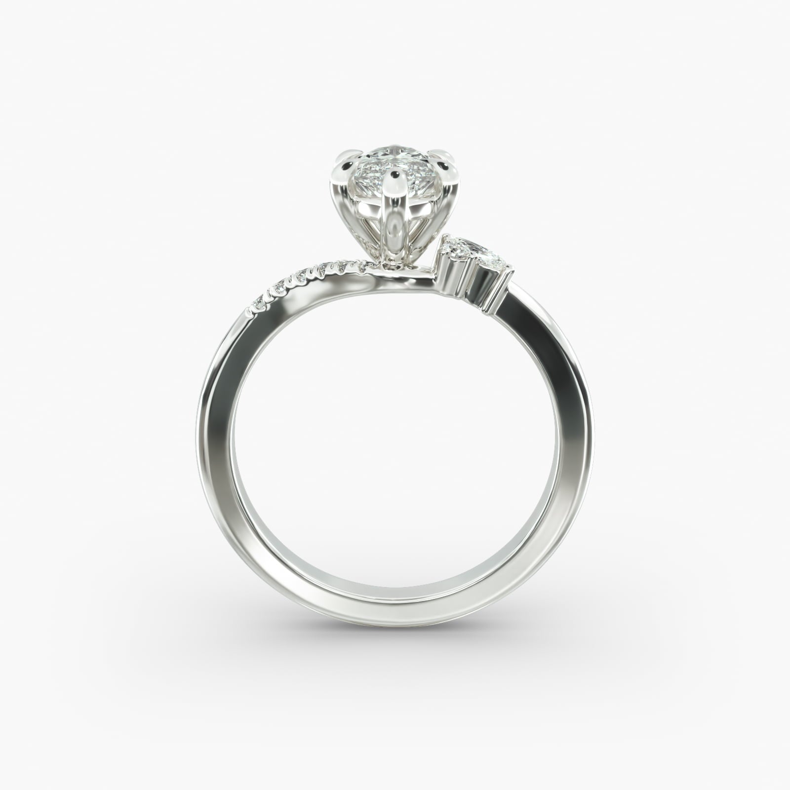Asymmetric Elegance Marquise Lab Grown Diamond Center Engagement Ring