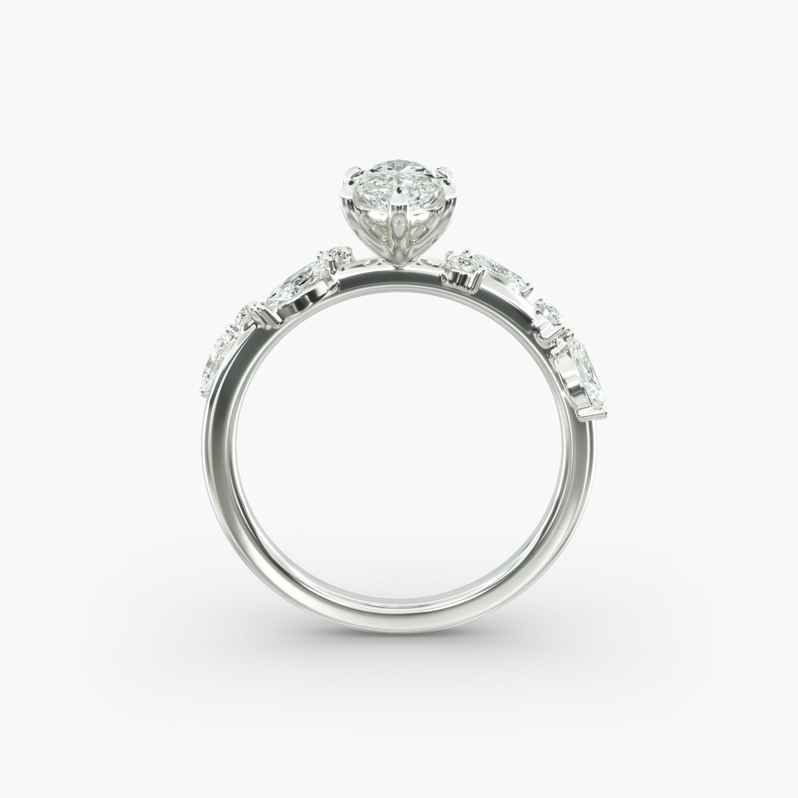 Symphony of Light Floral Marquise Lab Grown Diamond Center Engagement Ring