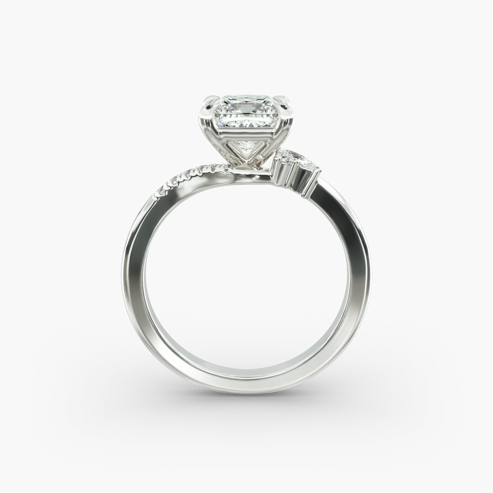 Asymmetric Elegance Princess Lab Grown Diamond Center Engagement Ring