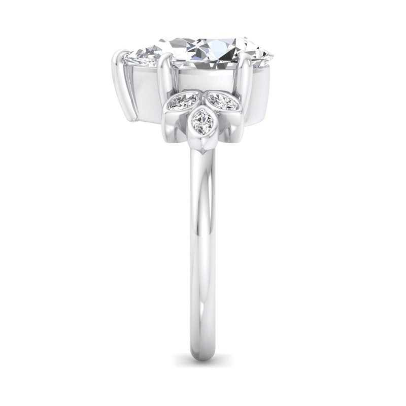 Floral Radiance Pear Lab Grown Diamond Center Engagement Ring