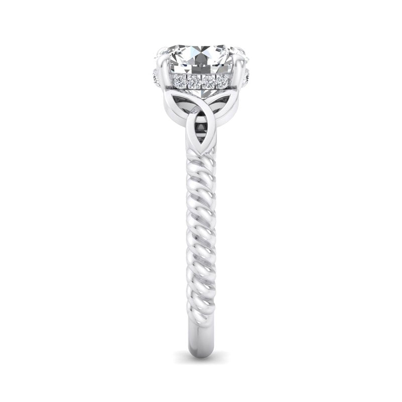 Twisted Vine Artisan Round Lab Grown Diamond Center Engagement Ring