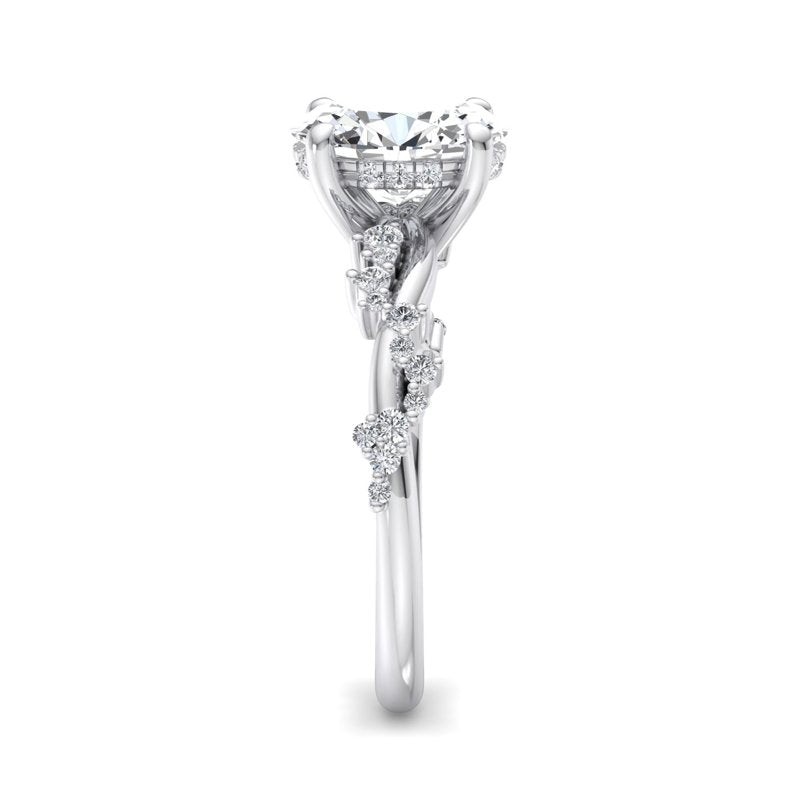 Classic Sparkle Pavé Oval Lab Grown Diamond Center Engagement Ring