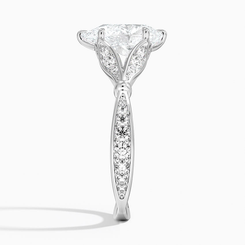 Leaf Embrace Split-Shank Pear Lab Grown Diamond Center Engagement Ring