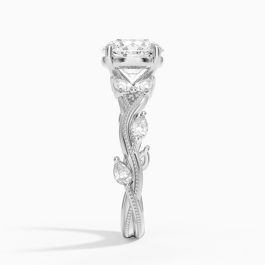Vine Twist Milgrain Round Lab Grown Diamond Center Engagement Ring