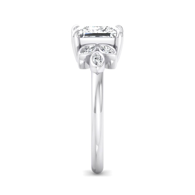 Floral Radiance Princess Lab Grown Diamond Center Engagement Ring