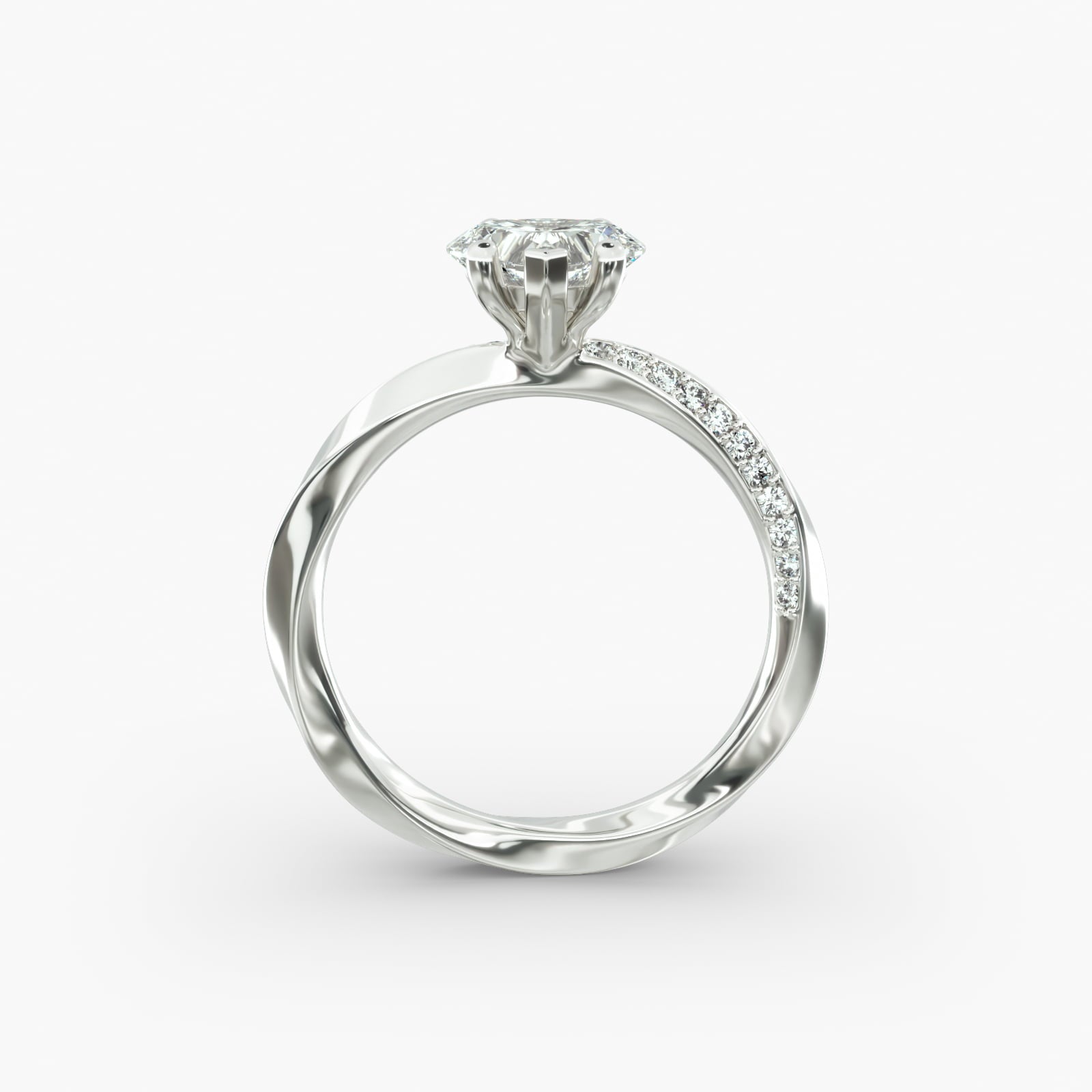 Twisted Sparkle Heart Lab Grown Diamond Center Engagement Ring