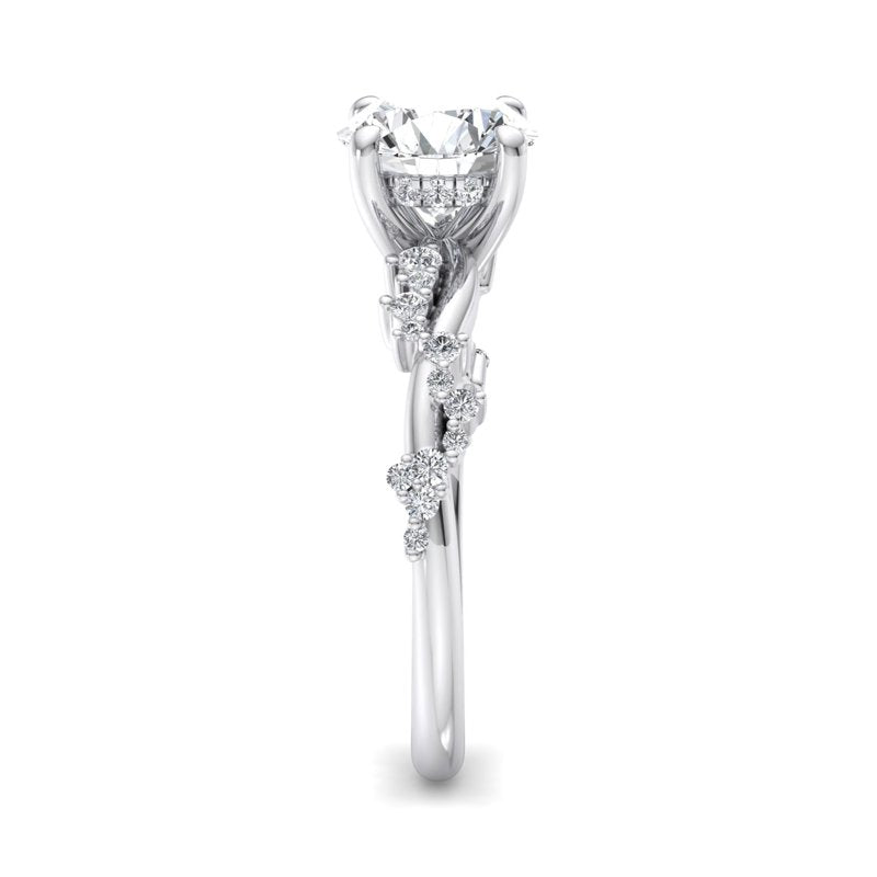 Classic Sparkle Pavé Round Lab Grown Diamond Center Engagement Ring
