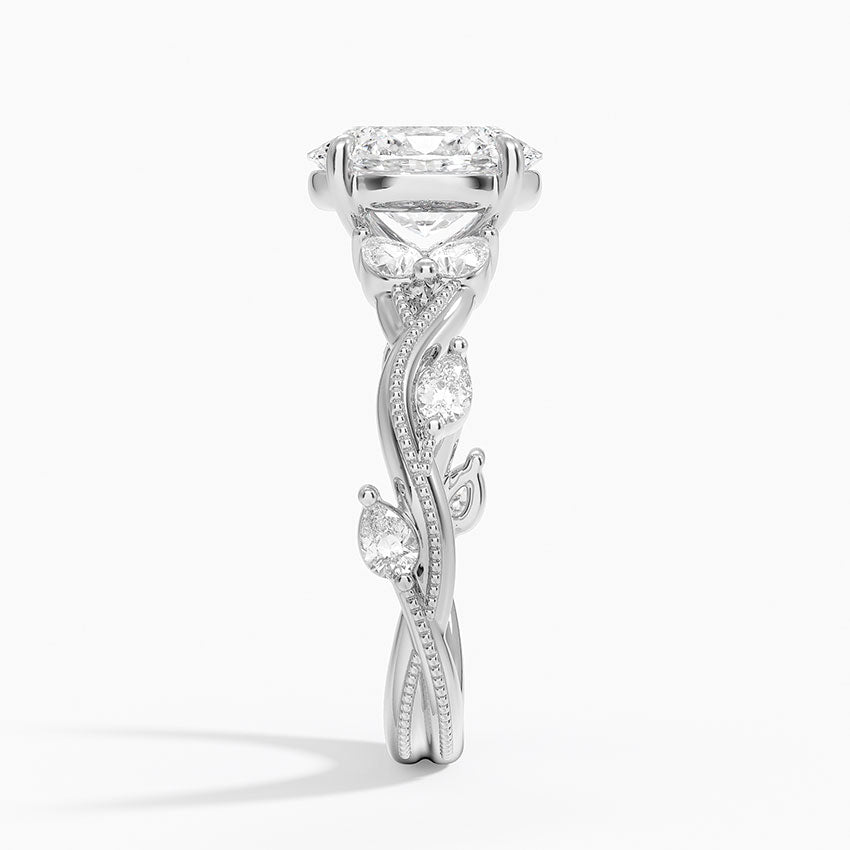 Vine Twist Milgrain Oval Lab Grown Diamond Center Engagement Ring