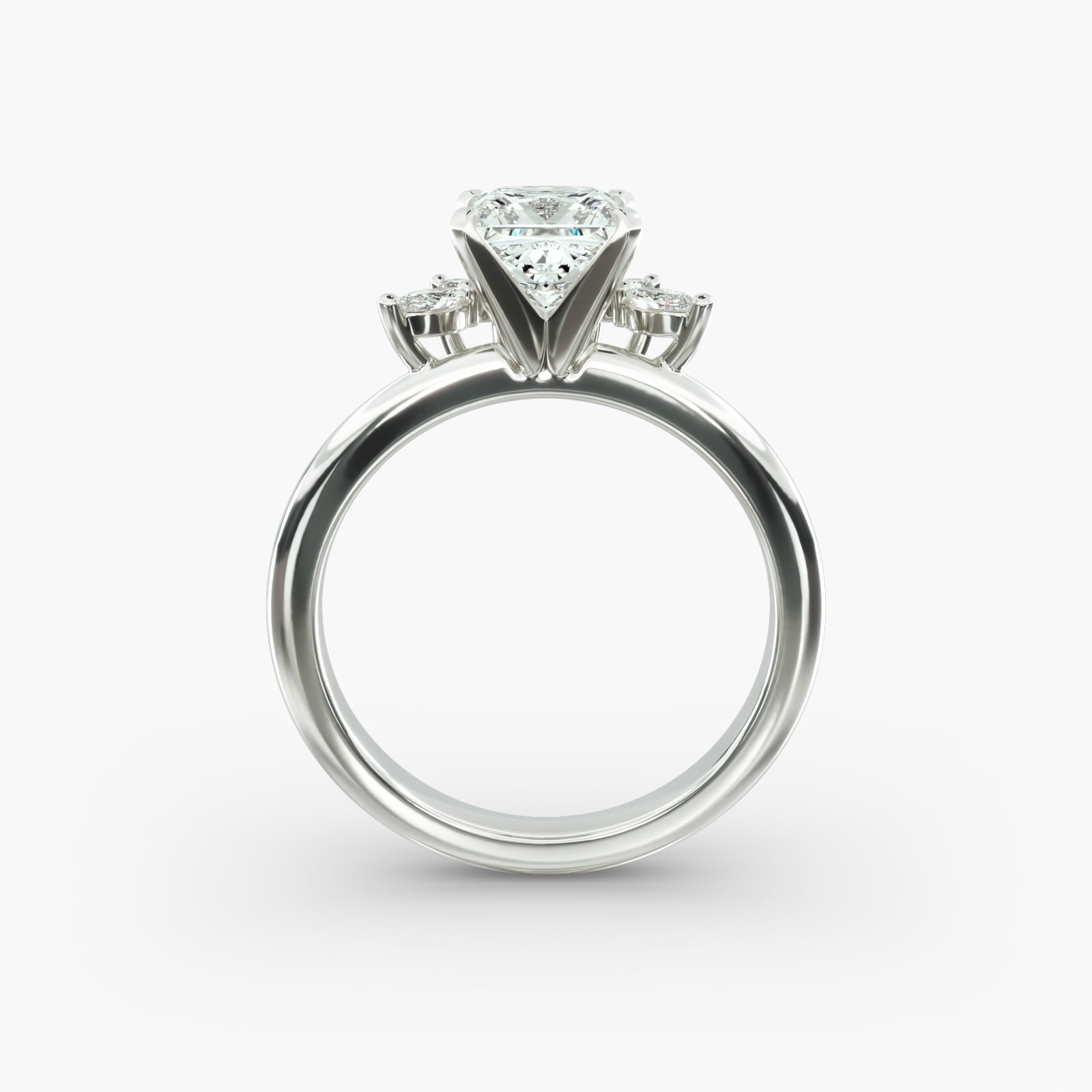Crown Bloom Halo Princess Lab Grown Diamond Center Engagement Ring