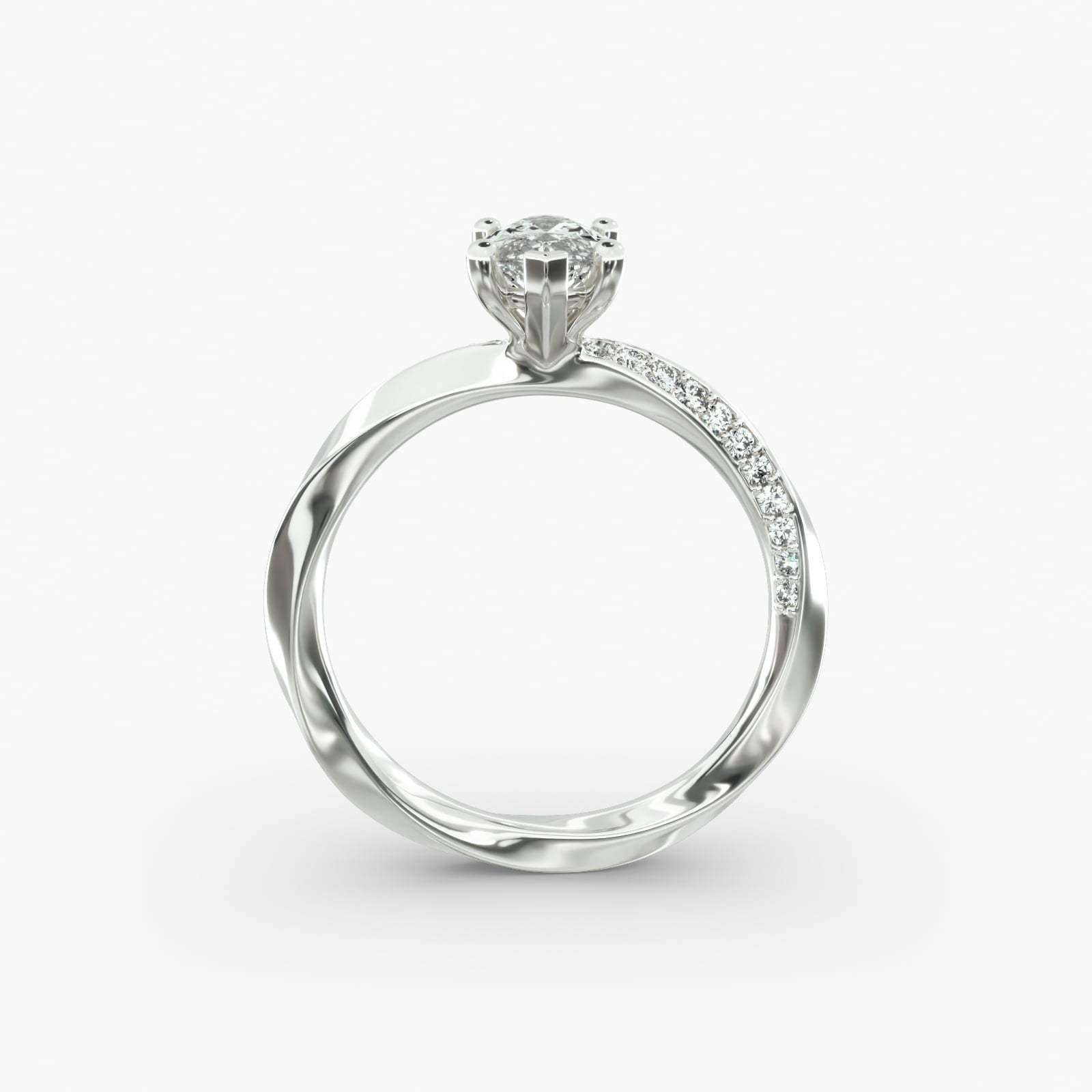 Twisted Sparkle Marquise Lab Grown Diamond Center Engagement Ring