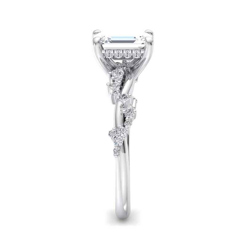 Classic Sparkle Pavé Emerald Lab Grown Diamond Center Engagement Ring