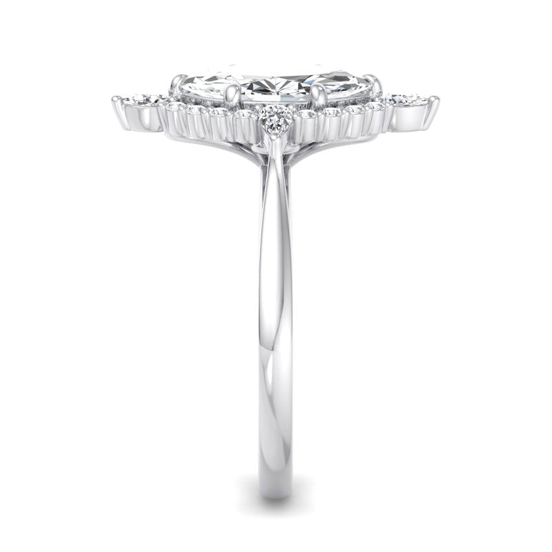 Halo-style with Pear Accents and Marquise Lab Grown Diamond Center Engagement Ring