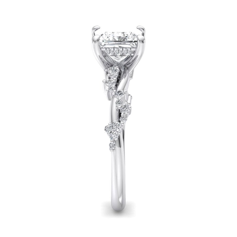Classic Sparkle Pavé Princess Lab Grown Diamond Center Engagement Ring