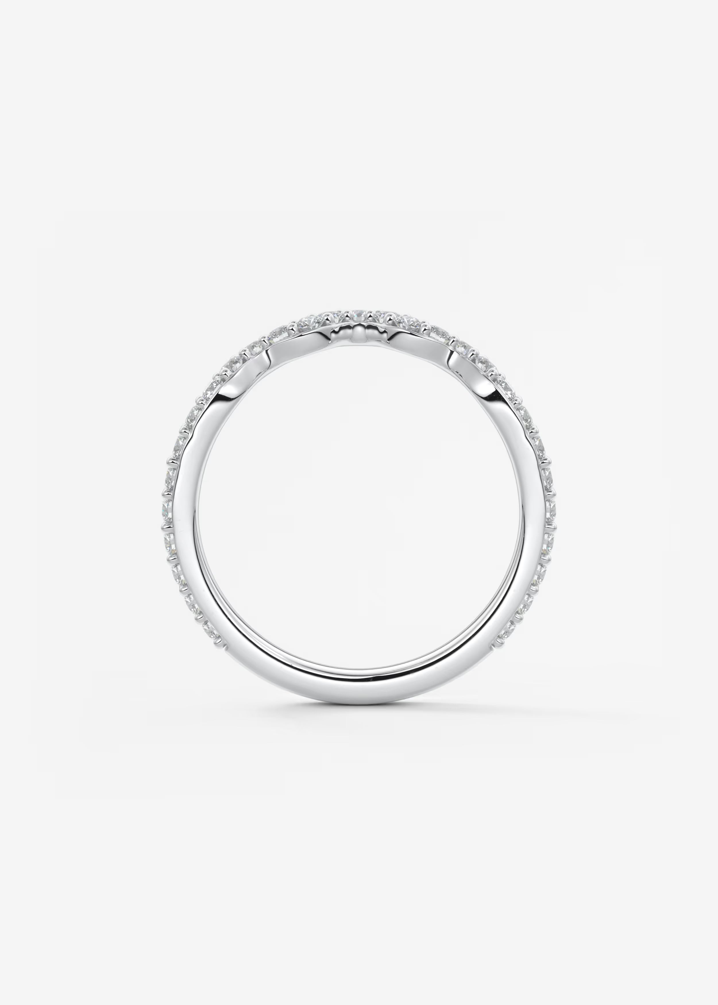 Gold Wave Band with Flowing Lab‑Grown Diamonds in Curved Pavé Design