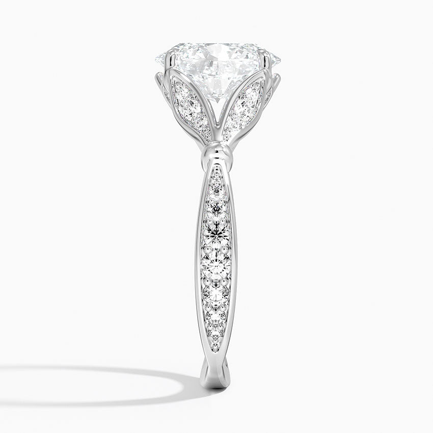 Leaf Embrace Split-Shank Oval Lab Grown Diamond Center Engagement Ring